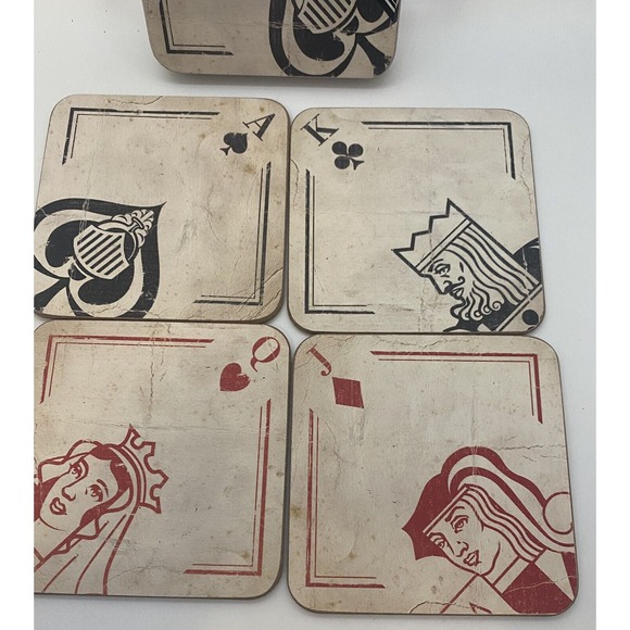 4 CASINO Vegas POKER COASTERS Game Night Party Bar Drink Beverage Saver - Picture 8 of 9